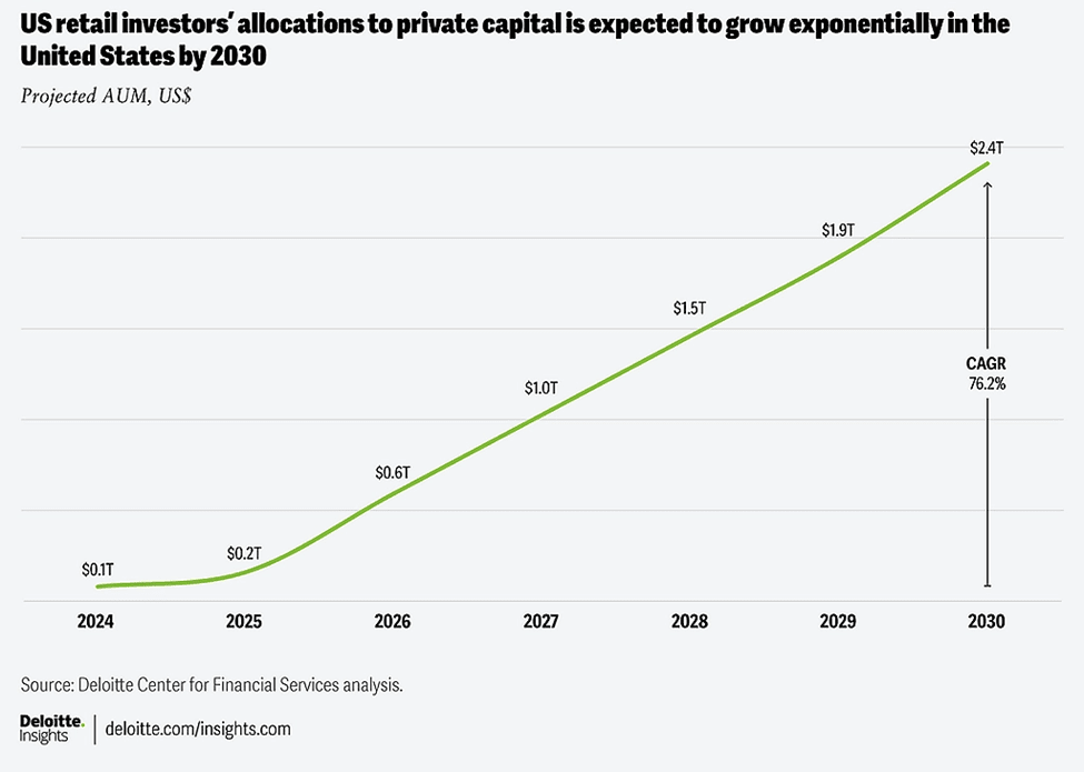 Portfolio Diversification Strategies: US retail investors' allocations to private is expected to grow exponentially in the United States by 2030
